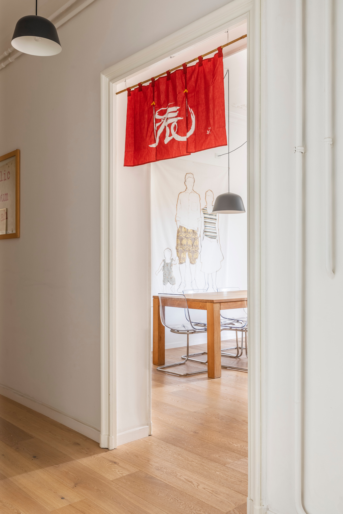 Japanese Curtain Hanging on Door Frame